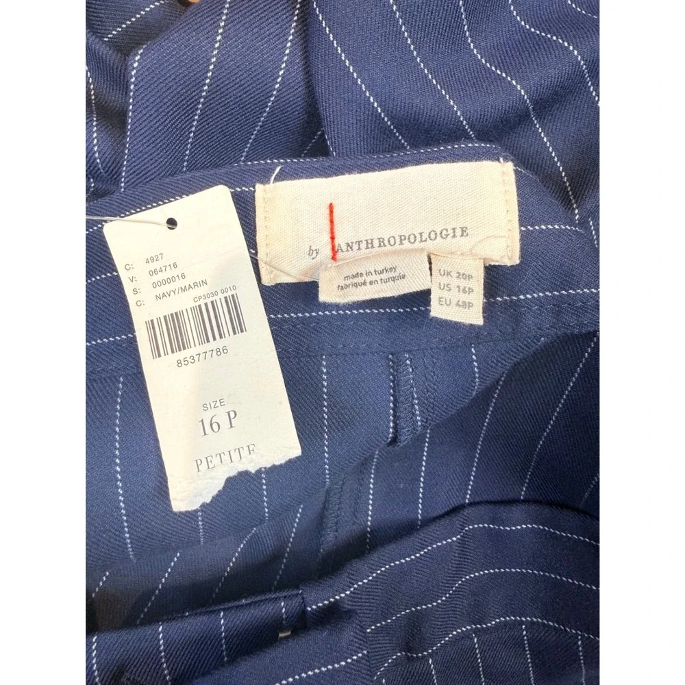 Anthropologie NWT Pinstripe Culottes Pleated Trouser Shorts Blue Size 16 Petite